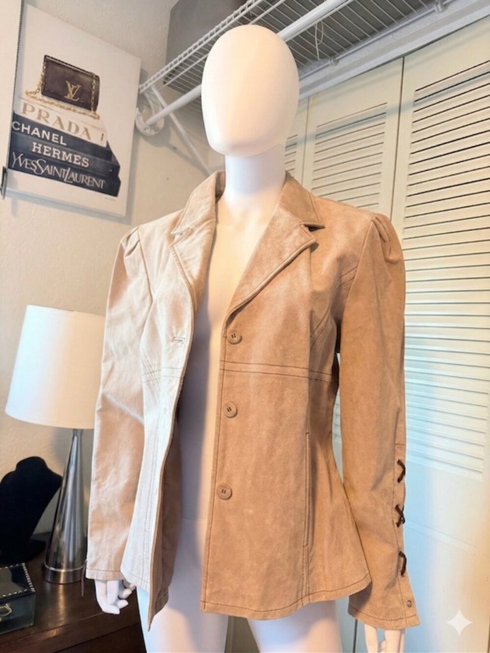 Colebrook tan Beige Women's Button-Front Suede leather  Jacket size L